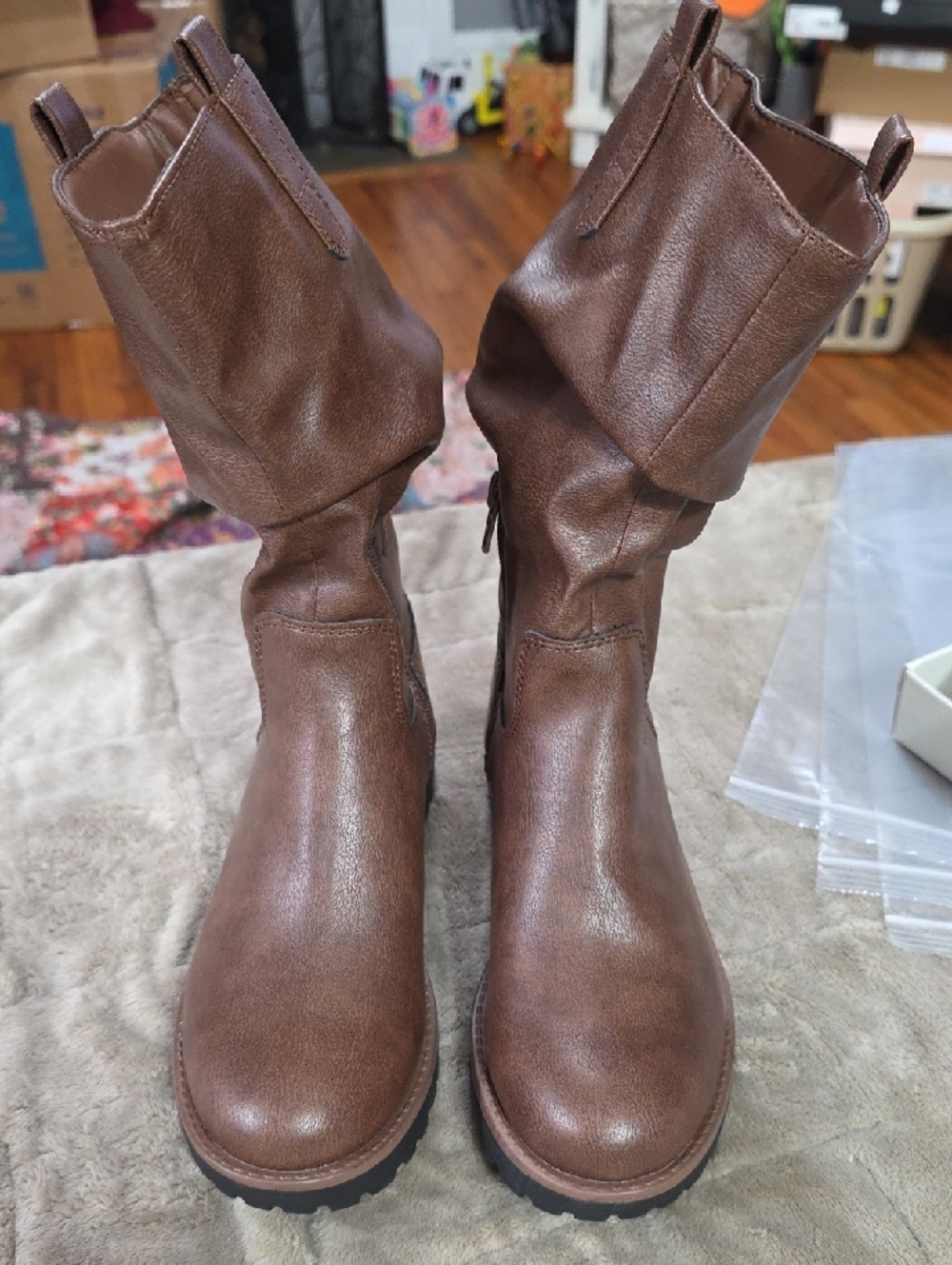 NWT Sun + Stone Women's Chocolate Boots Slouchy Chunky Soles Mid-Calf‎ Sz 6.5 - Picture 3 of 10